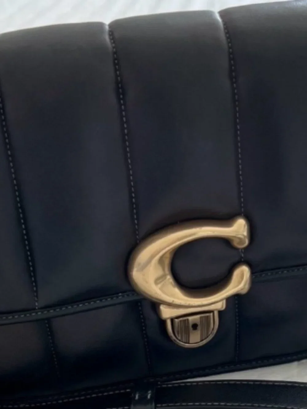 COACH Studio Crossbody Bag with Quilting in Black with Brass Hardware